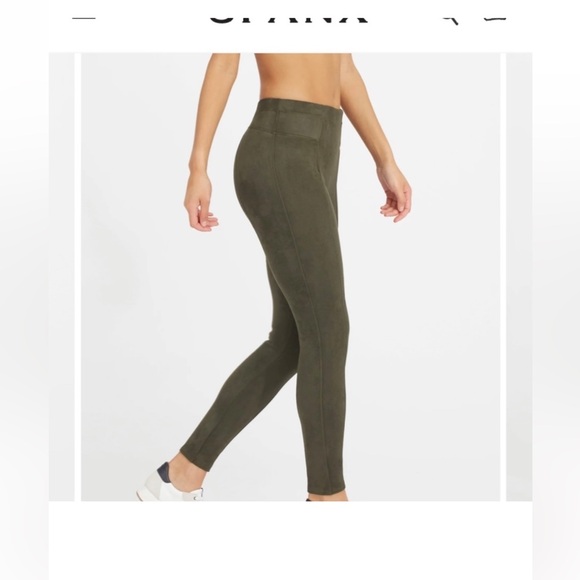 SPANX Suede Leggings Size Small Olive Green. - Picture 9 of 10